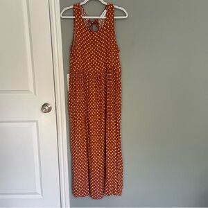 Carly Jean Los Angeles Kyndall Orange Rust Floral Print Sleeveless Midi Dress